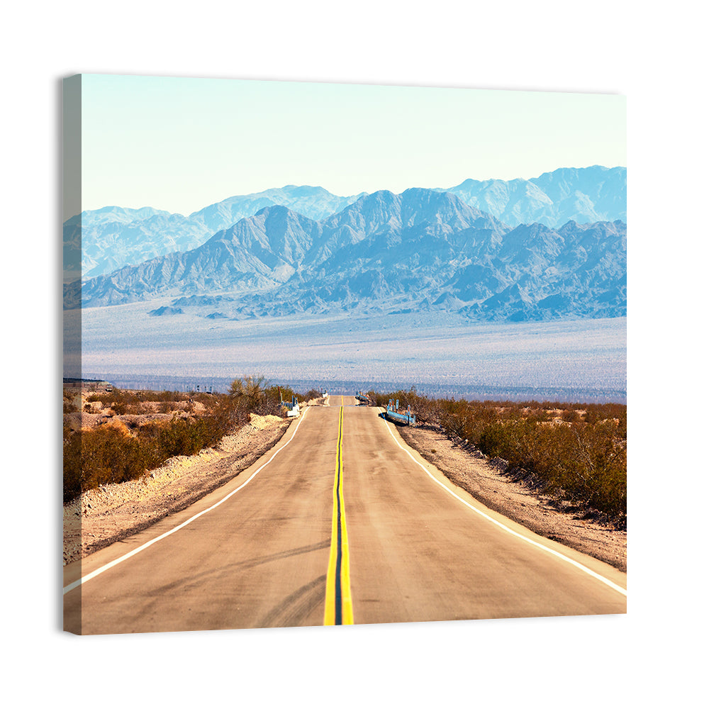 Mojave Desert Route 66 Wall Art, canvas print, square