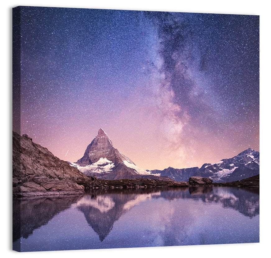 Matterhorn Starry Reflection Wall Art, canvas print, square