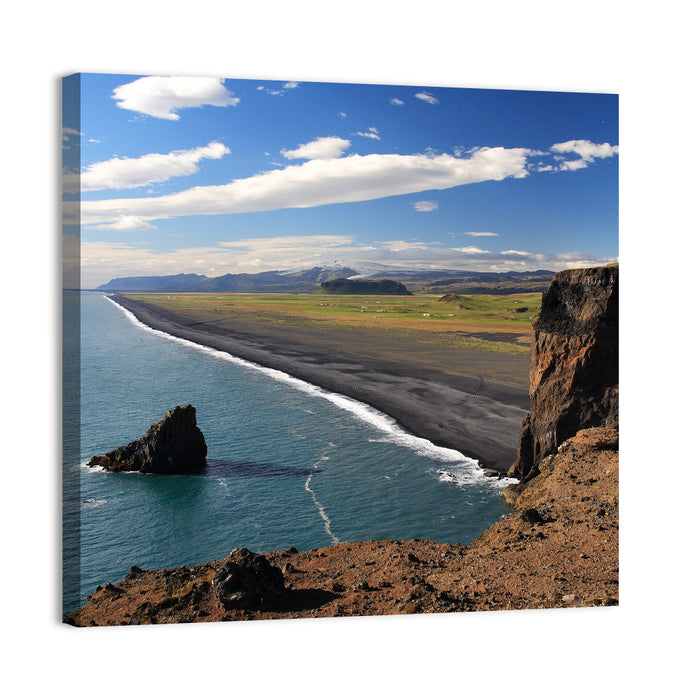Dyrhólaey Black Sand Beach and Sea Stack Wall Art as a canvas print