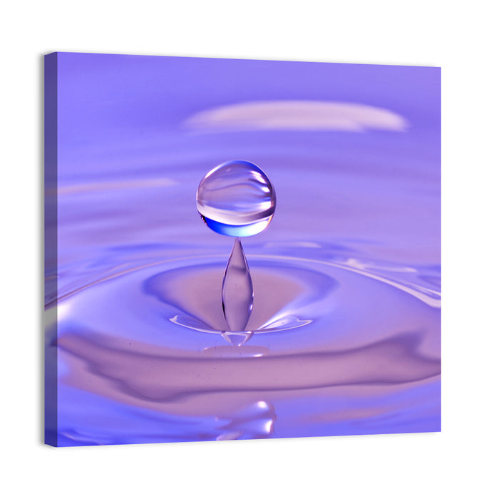 Purple Water Droplet Splash Wall Art as a canvas print