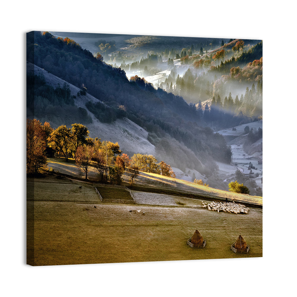 Mountains Village Landscape Wall Art
