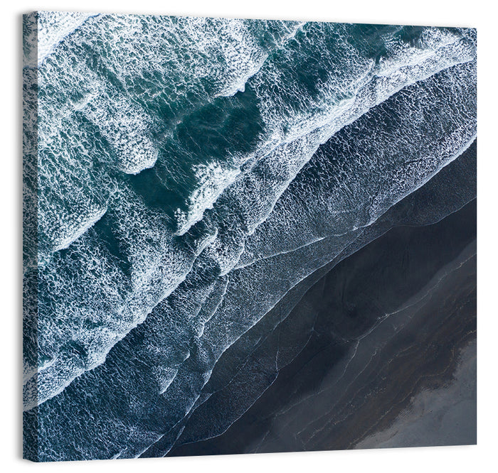 Volcanic Surf on Black Sand Wall Art as a canvas print