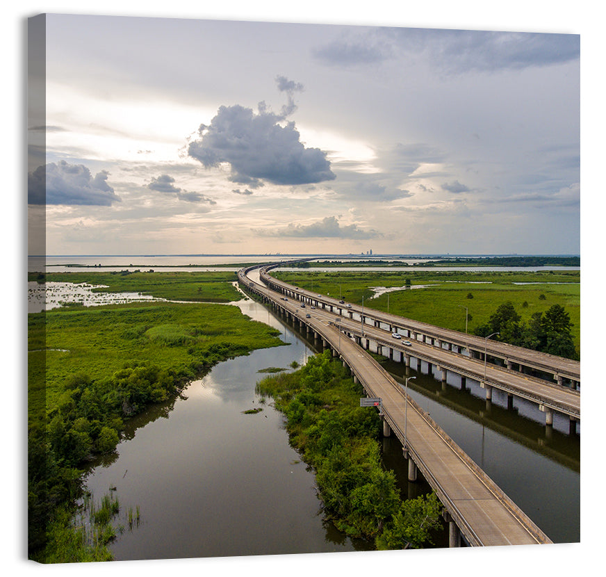 Interstate 10 Bridge Wall Art, canvas print, square