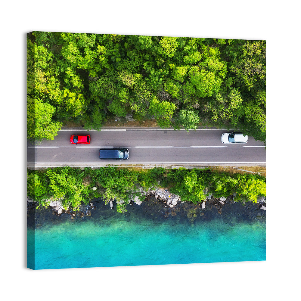 Sea Coast Highway Wall Art, canvas print, square