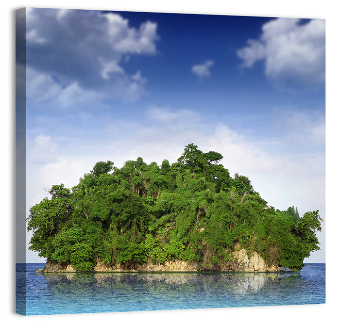 Tranquil Tropical Island Reflection Wall Art as a canvas print