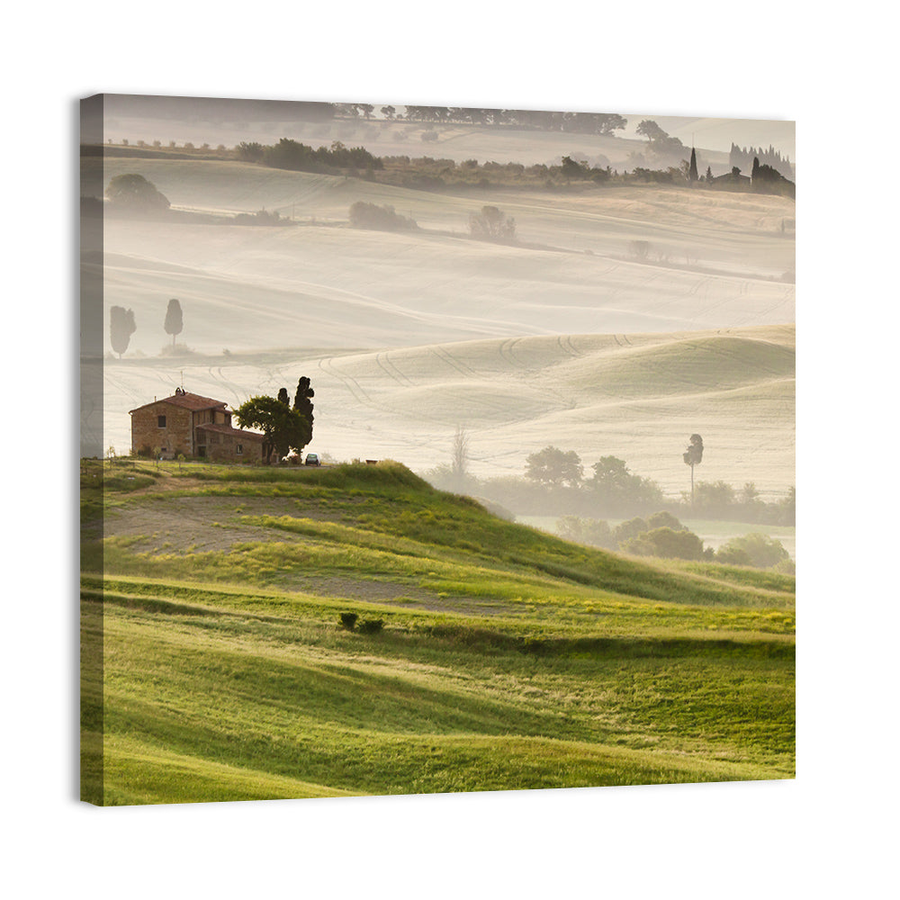 Foggy Tuscany Wall Art, canvas print, square