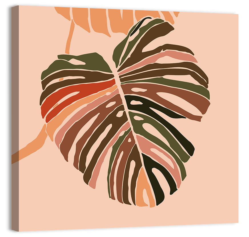 Monstera Leaf Abstract Wall Art, canvas print, square