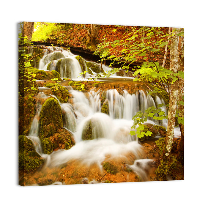 Plitvice Autumn Stream Wall Art as a canvas print