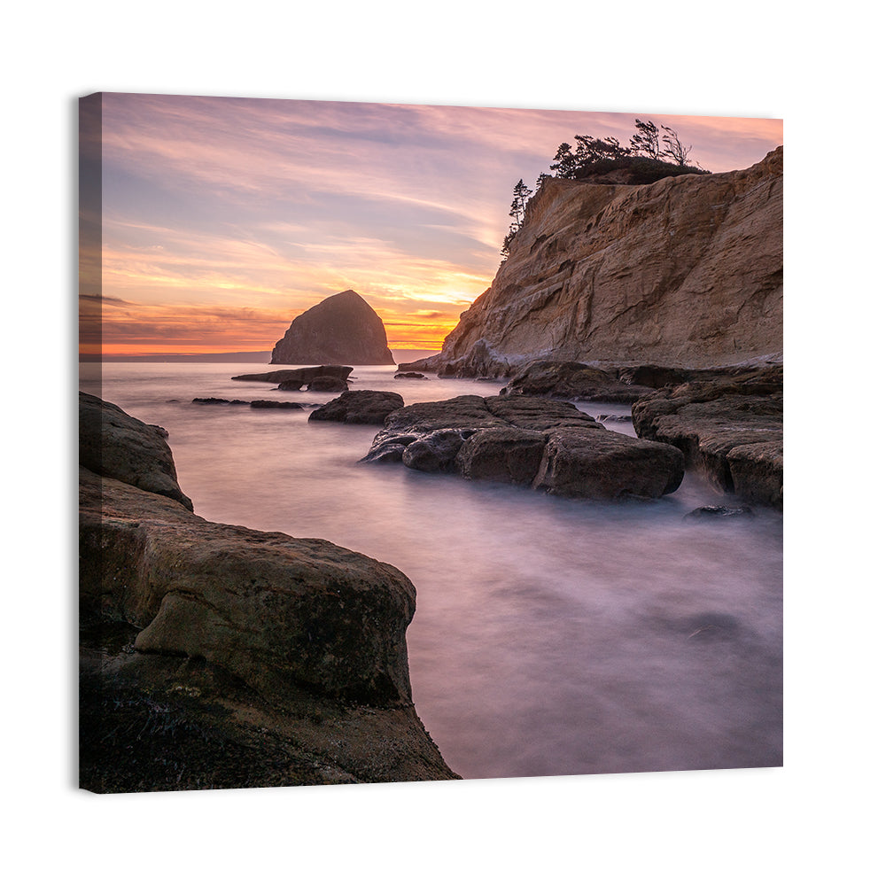 Haystack Rock at Cape Kiwanda Wall Art, canvas print, square