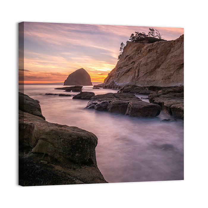 Haystack Rock at Cape Kiwanda Wall Art as a canvas print