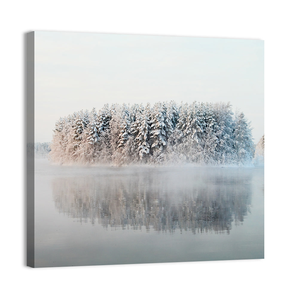 Misty Karelia Lake Wall Art, canvas print, square
