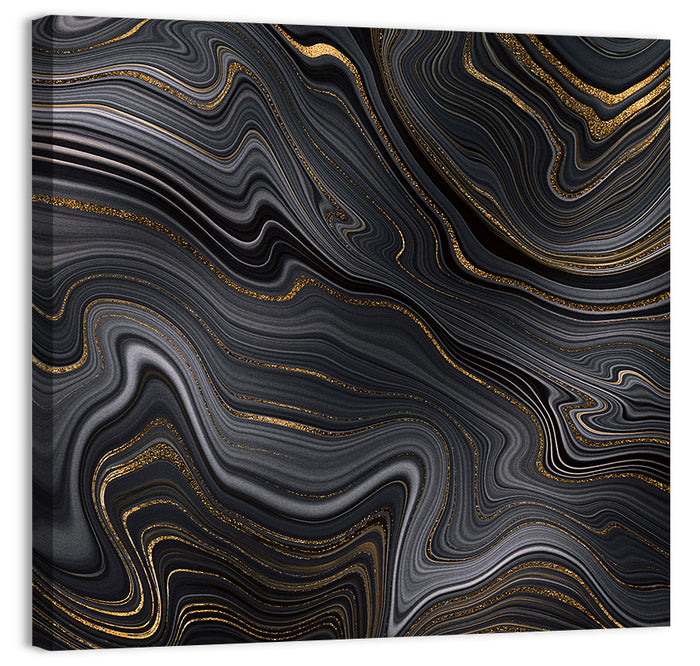 Black Marble with Gold Veins Wall Art as a canvas print