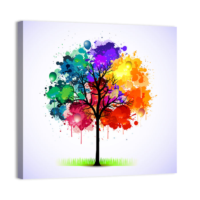 Watercolor Splash Tree Wall Art as a canvas print