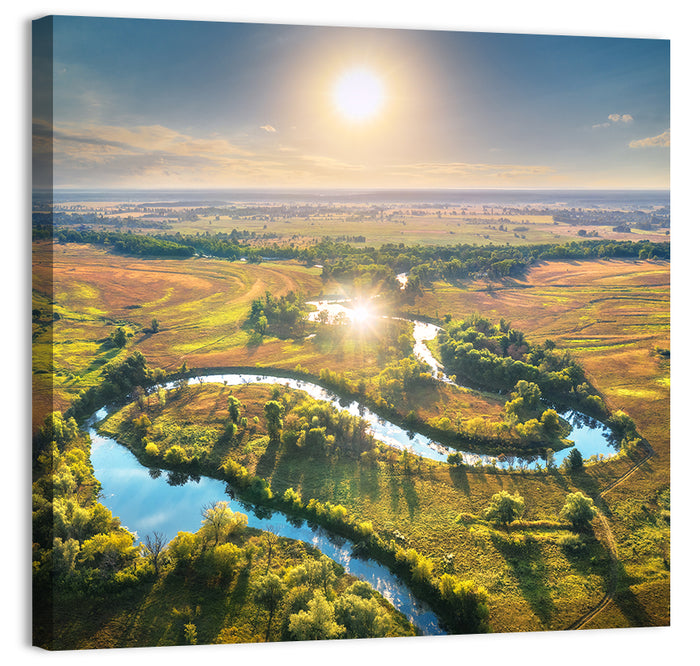Sunlit Irrigation Canal Wall Art as a canvas print