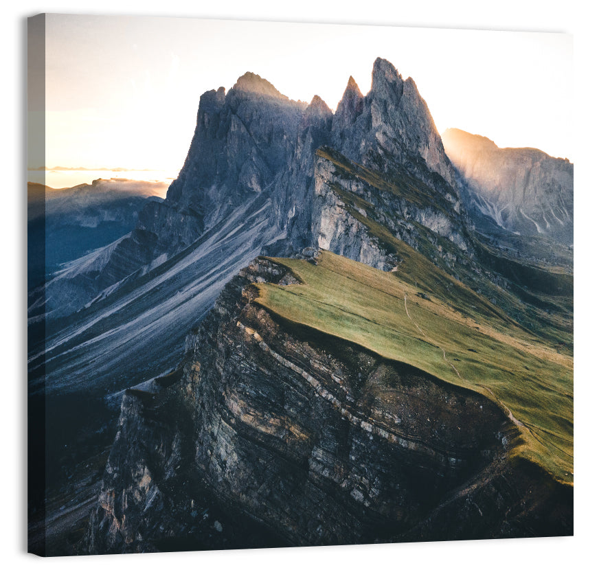 Seceda Ridge, Dolomites Wall Art, canvas print, square