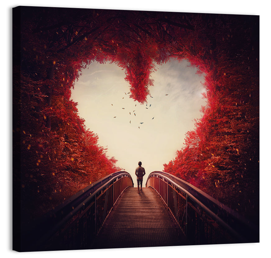 Heart Shaped Forest Path Wall Art, canvas print, square