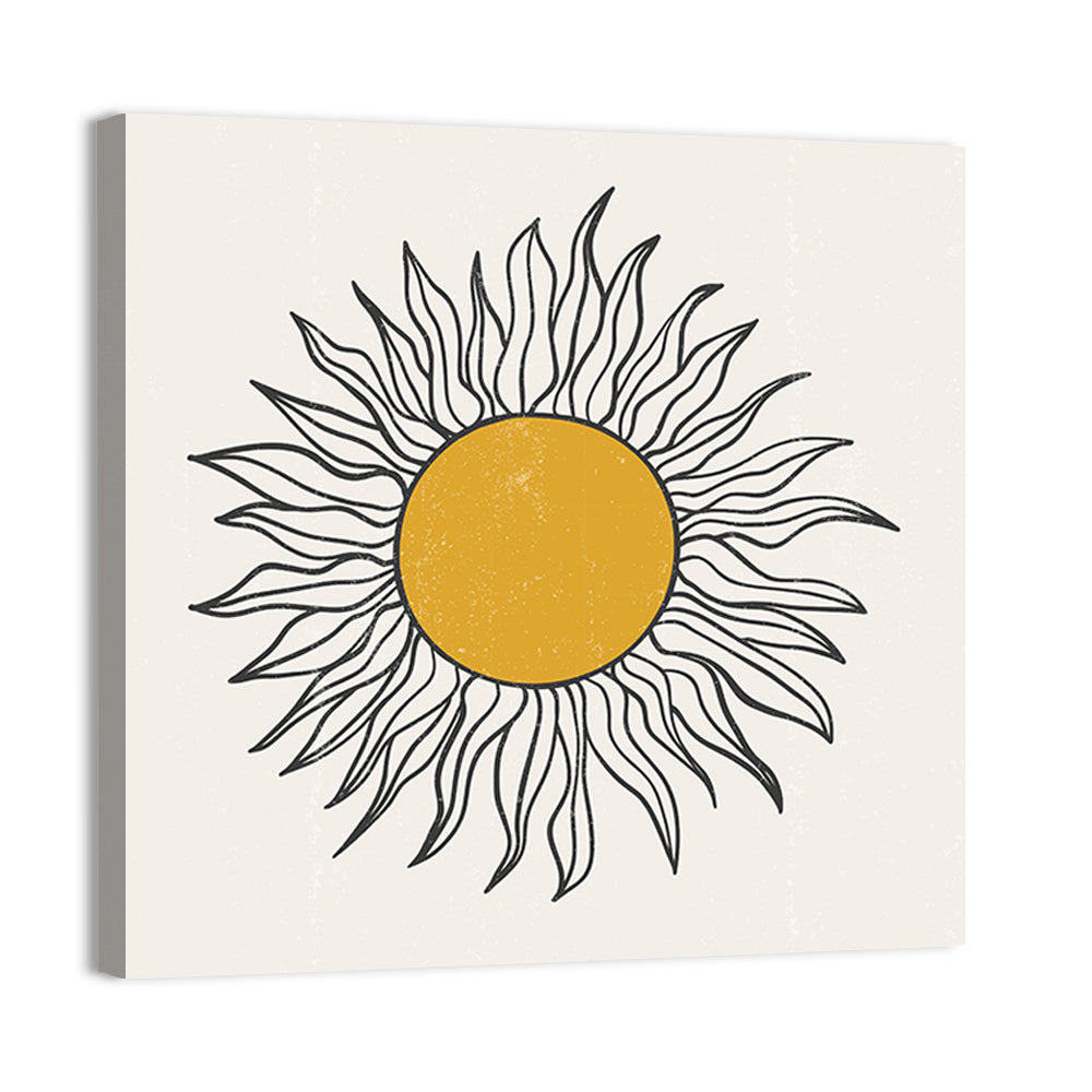 Textured Boho Sun Wall Art, canvas print, square