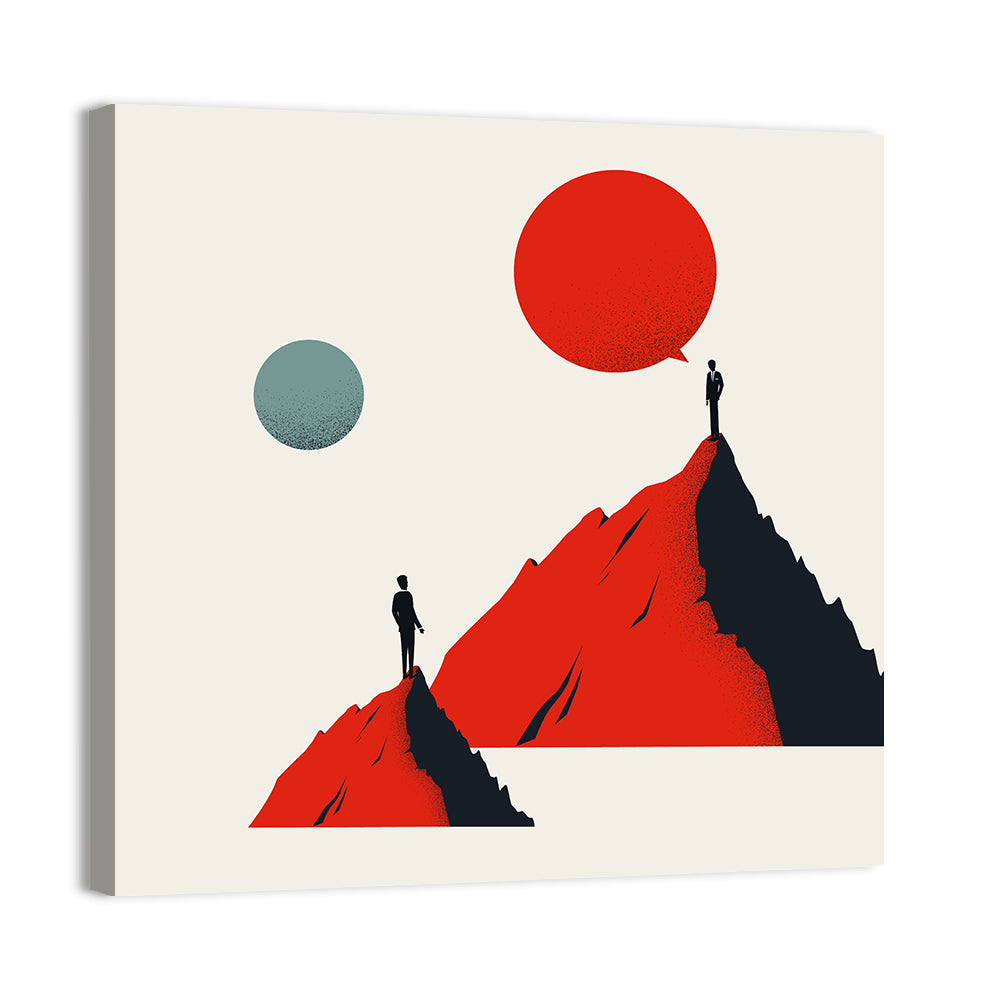 Peak Conversation Minimalist Illustration Wall Art, canvas print, square