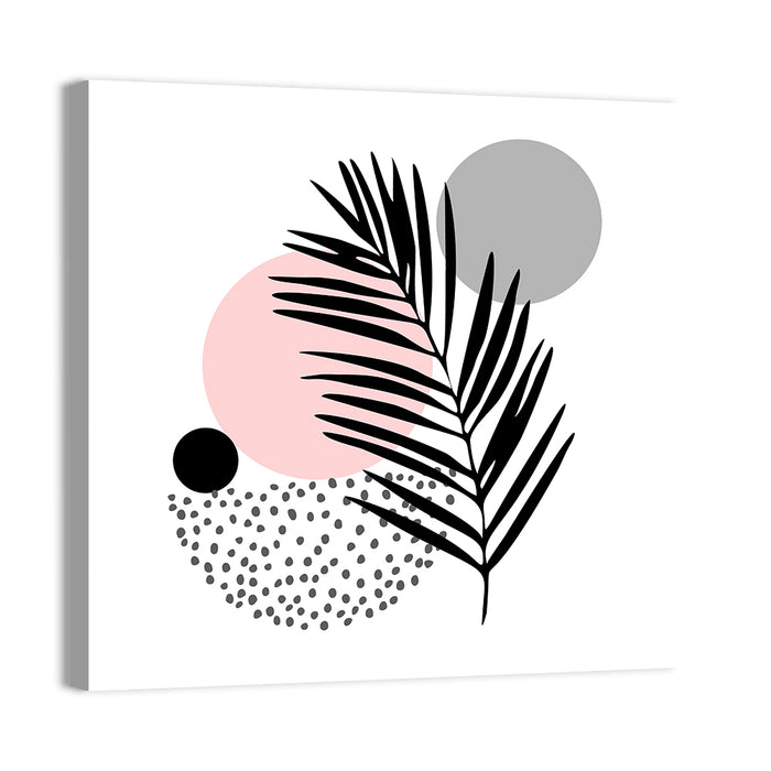 Stippled Palm Leaf Illustration Wall Art as a canvas print