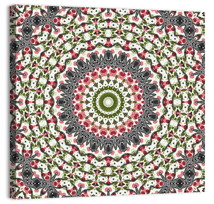 Cherry Mosaic Mandala Wall Art as a canvas print
