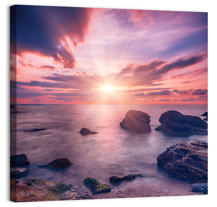 Ethereal Sea Sunrise Wall Art as a canvas print