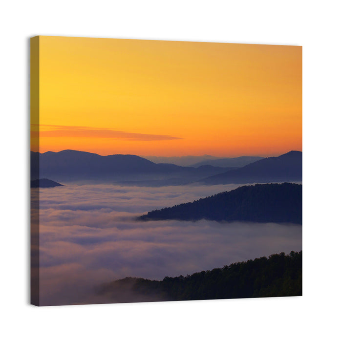 Cloud Sea Over Mountains at Golden Dawn Wall Art as a canvas print