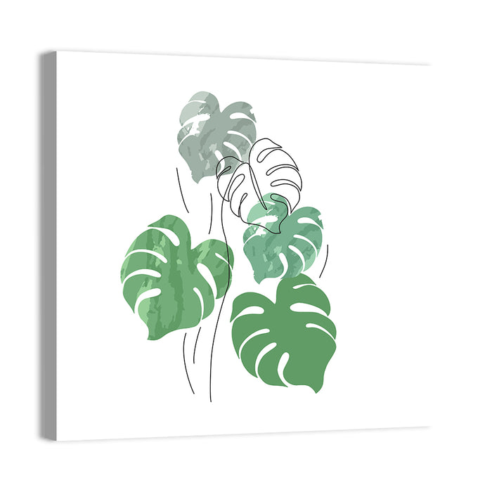 Monstera Leaves Watercolor Study Wall Art as a canvas print