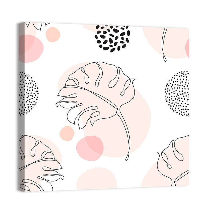Blush Monstera Leaf Pattern Wall Art as a canvas print