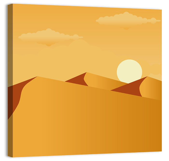 Sunset Over Sand Dunes Wall Art as a canvas print