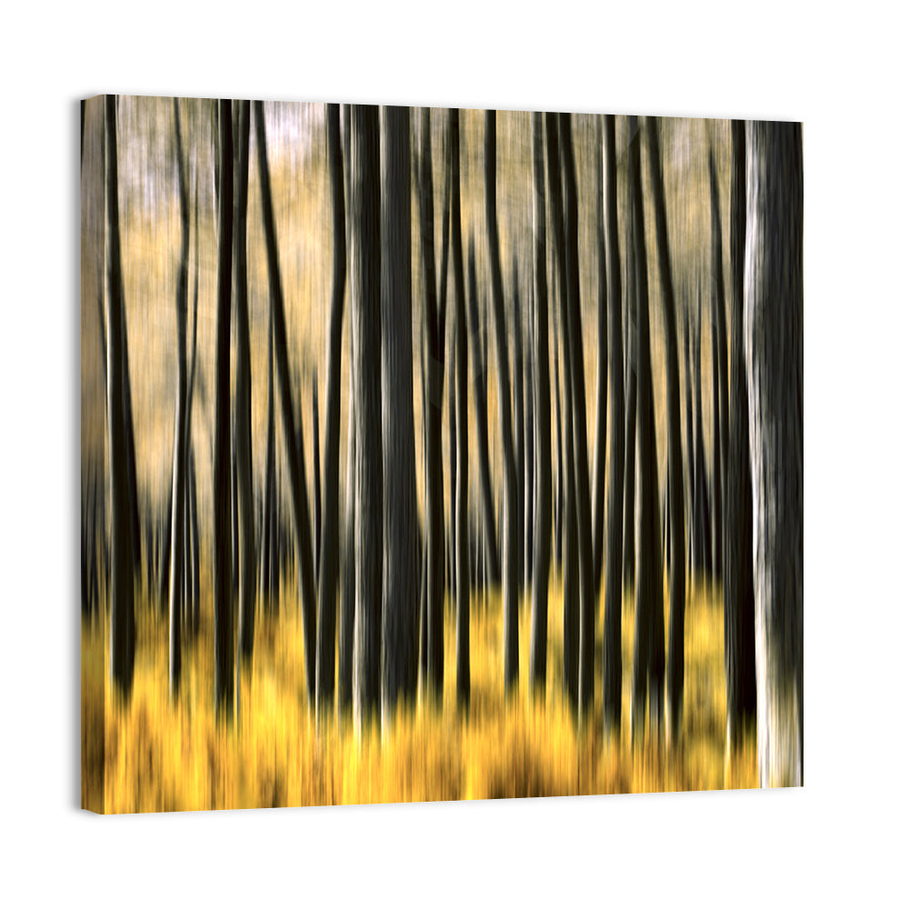 Golden Abstract Forest Wall Art, canvas print, square