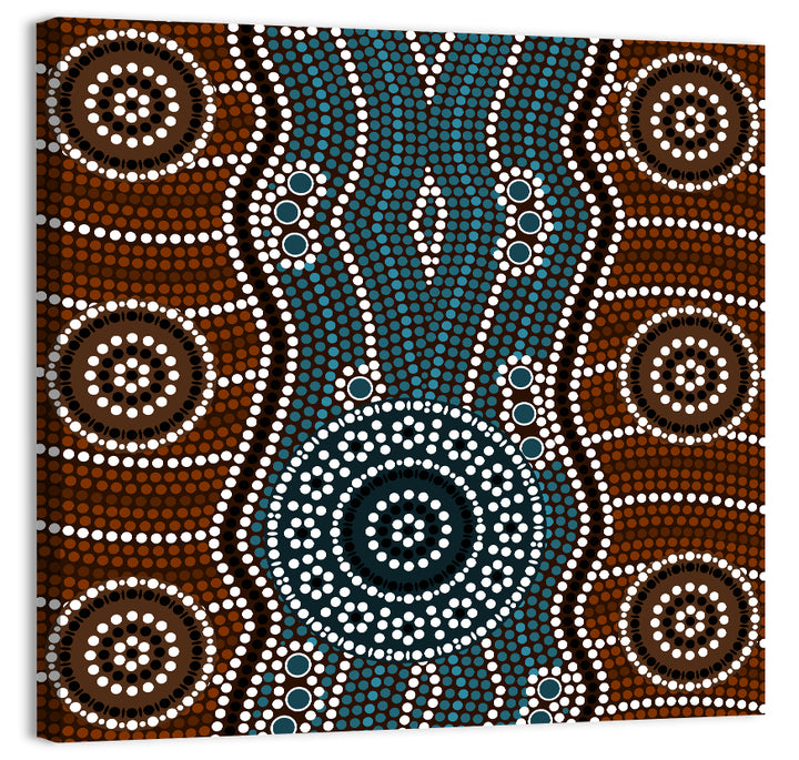 Concentric River Dot Painting Wall Art