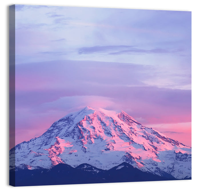 Mount Rainier Alpenglow with Lenticular Cloud Wall Art as a canvas print