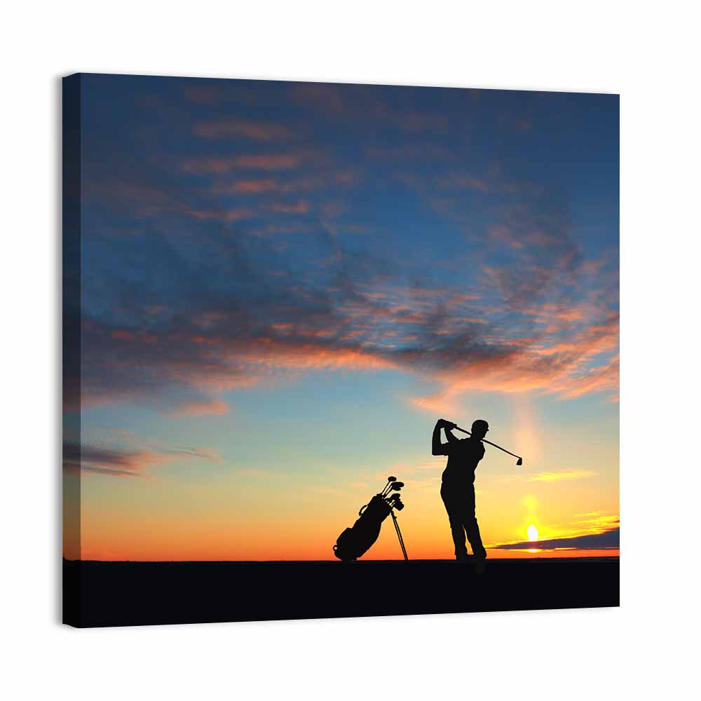 Golf Player Silhouette Wall Art