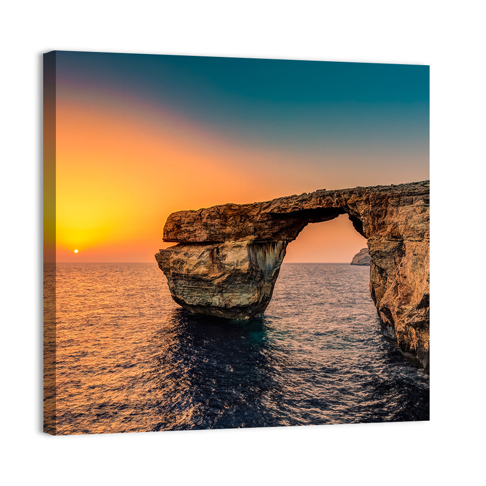 Azure Window Sunset, Dwejra Wall Art, canvas print, square