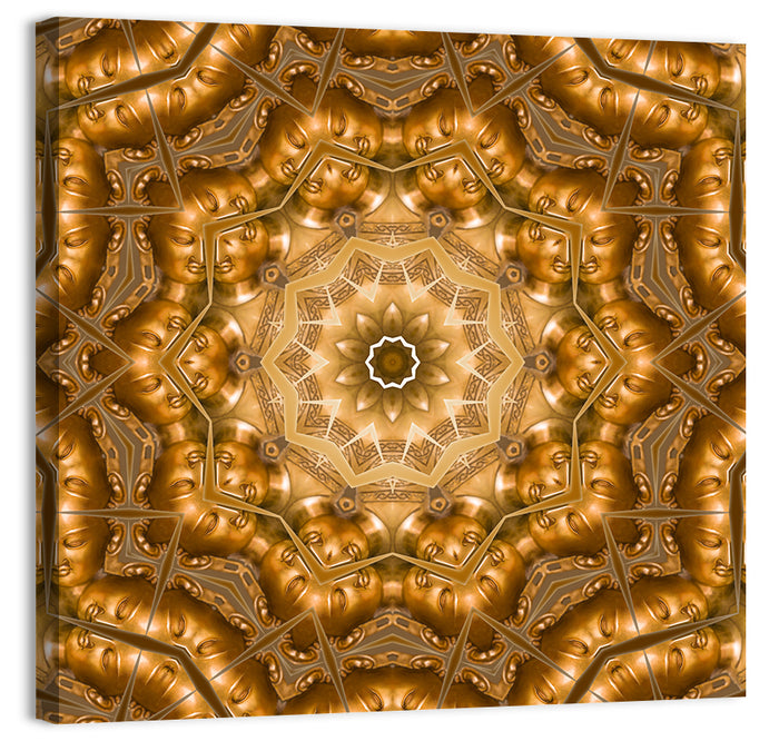 Golden Buddha Mandala Kaleidoscope Pattern Wall Art as a canvas print