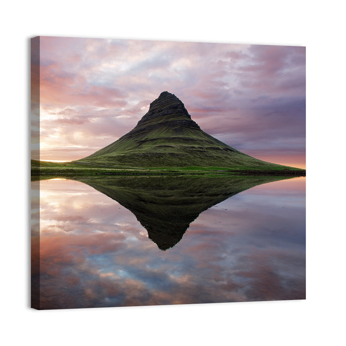 Kirkjufell Sunset Reflection Wall Art as a canvas print