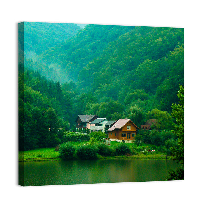 Mist Over Lake Tarnita Wall Art as a canvas print