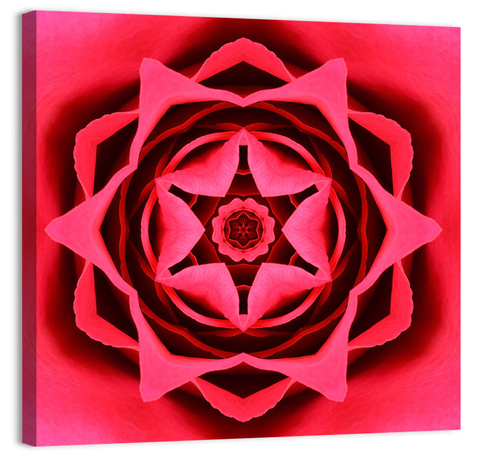 Kaleidoscopic Rose Petal Mandala Wall Art as a canvas print