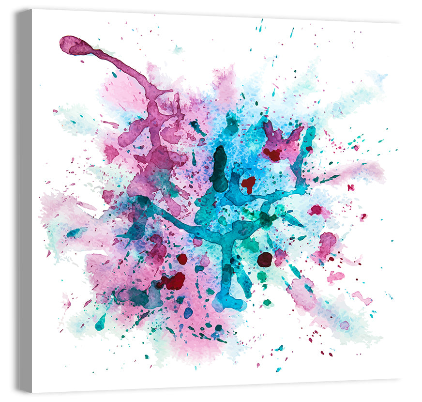 Magenta and Turquoise Splash Wall Art, canvas print, square