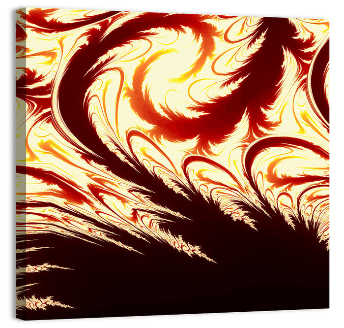 Flying Feathers in Flame Wall Art as a canvas print