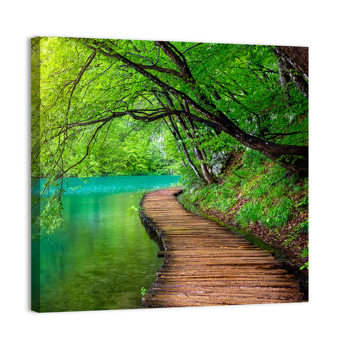 Plitvice Lakes Boardwalk Wall Art as a canvas print