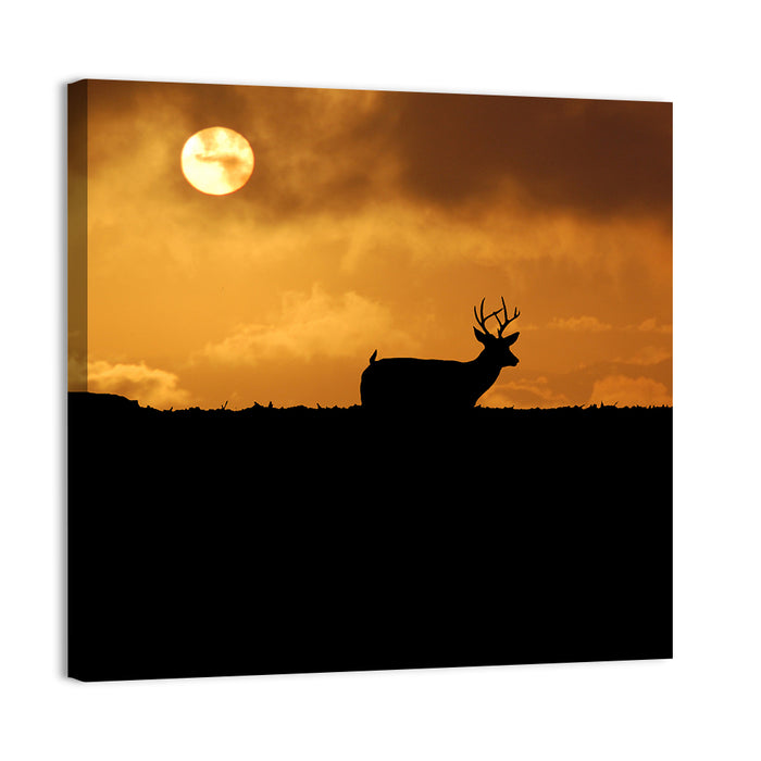 Deer at Sunset Wall Art as a canvas print