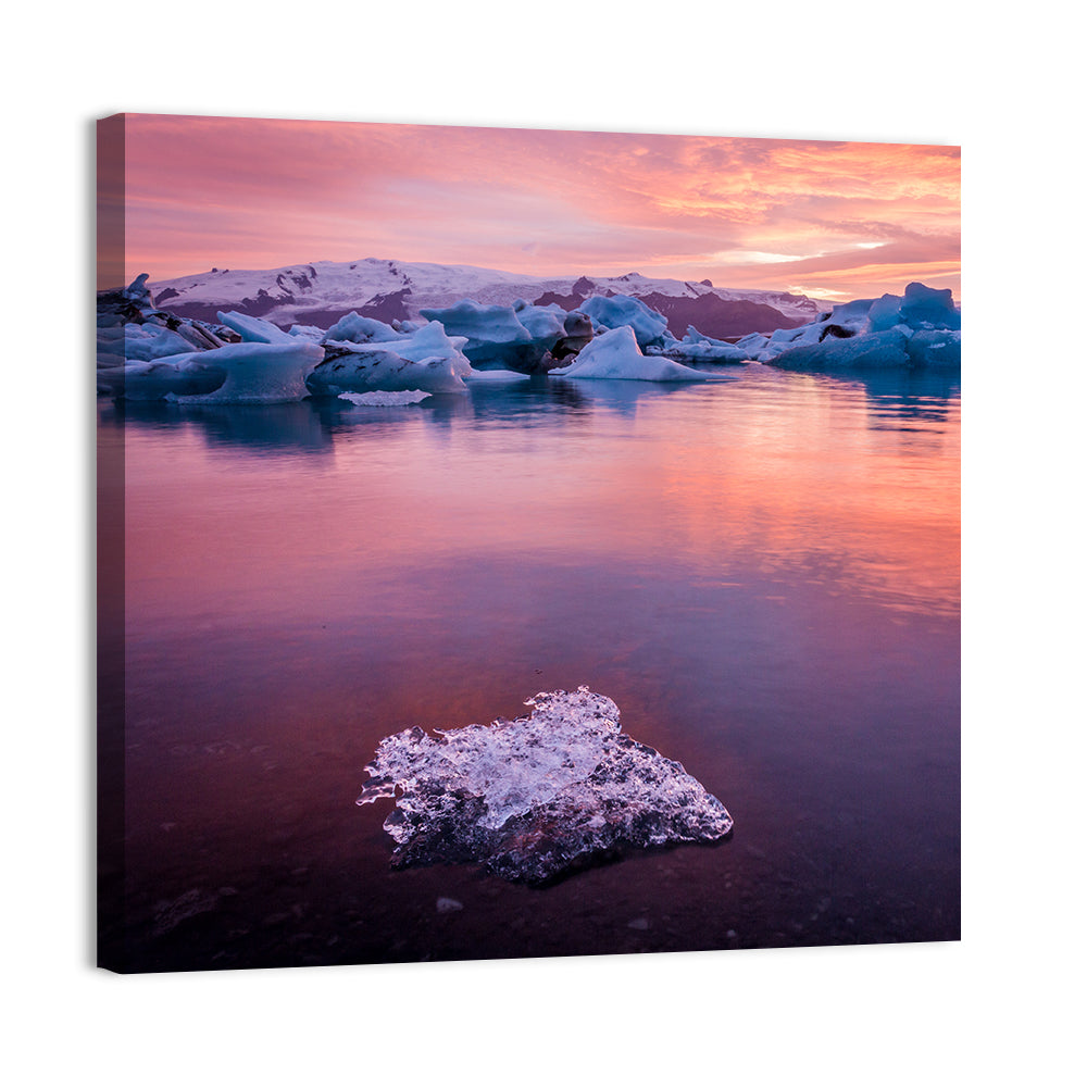 Jökulsárlón Dusk Lagoon Wall Art, canvas print, square