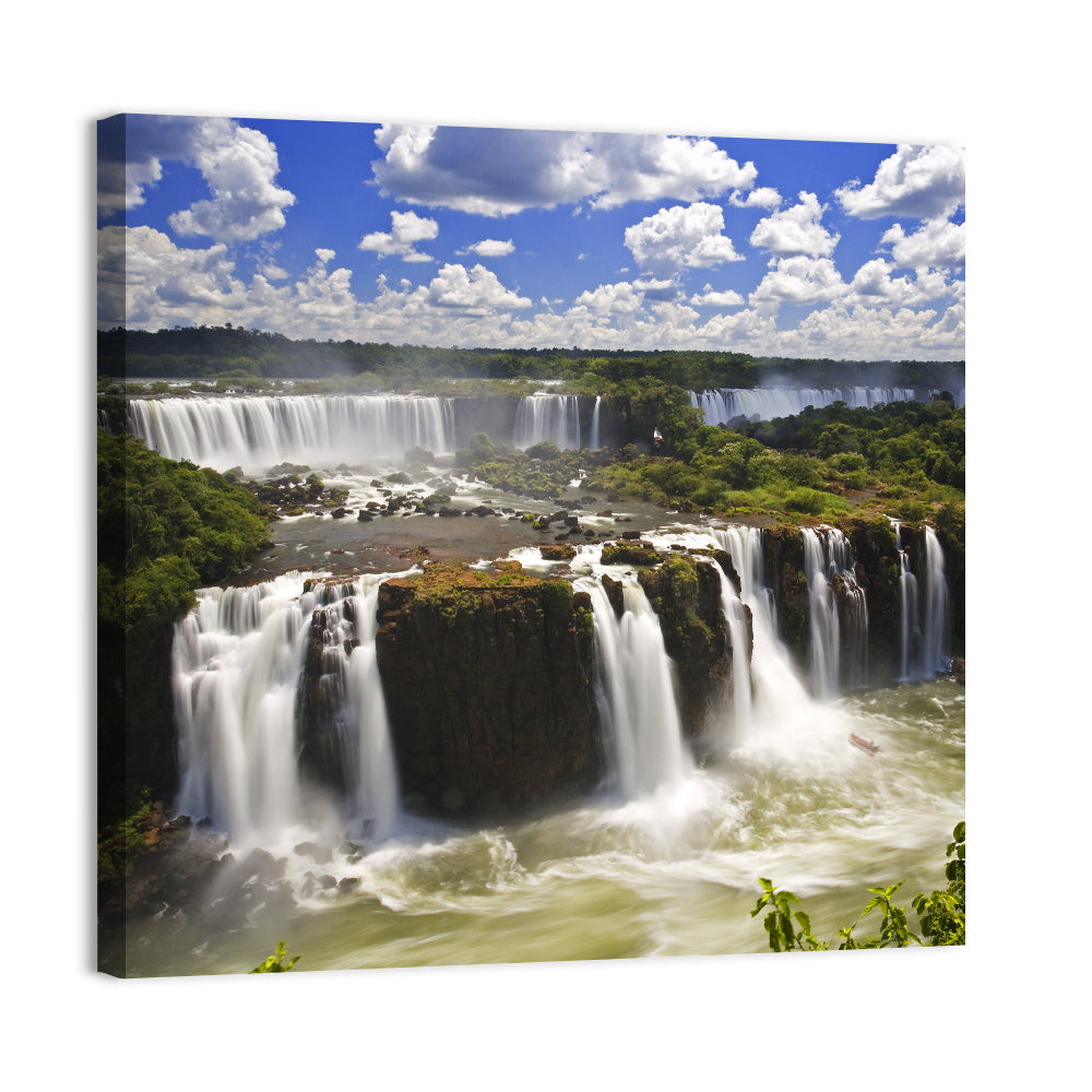 Iguazu Falls River View Wall Art, canvas print, square