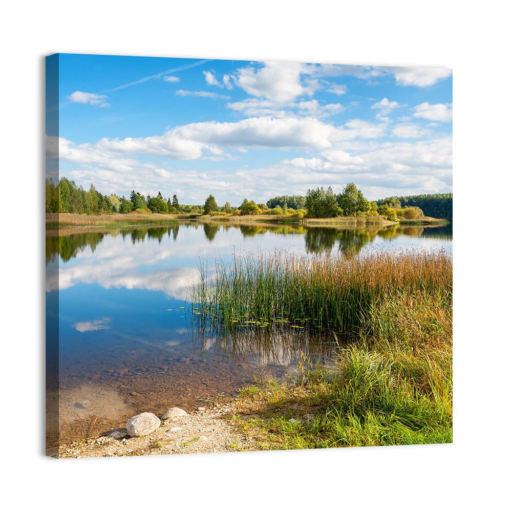 Paunkula Lake Reflections Wall Art, canvas print, square