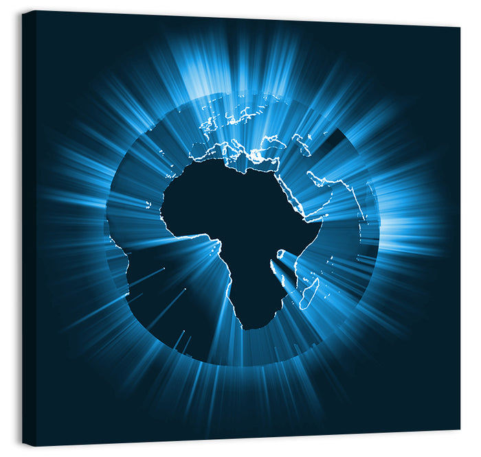 Glowing Africa Globe Wall Art as a canvas print