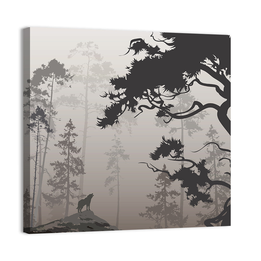 Forest & Howling Wolf Wall Art