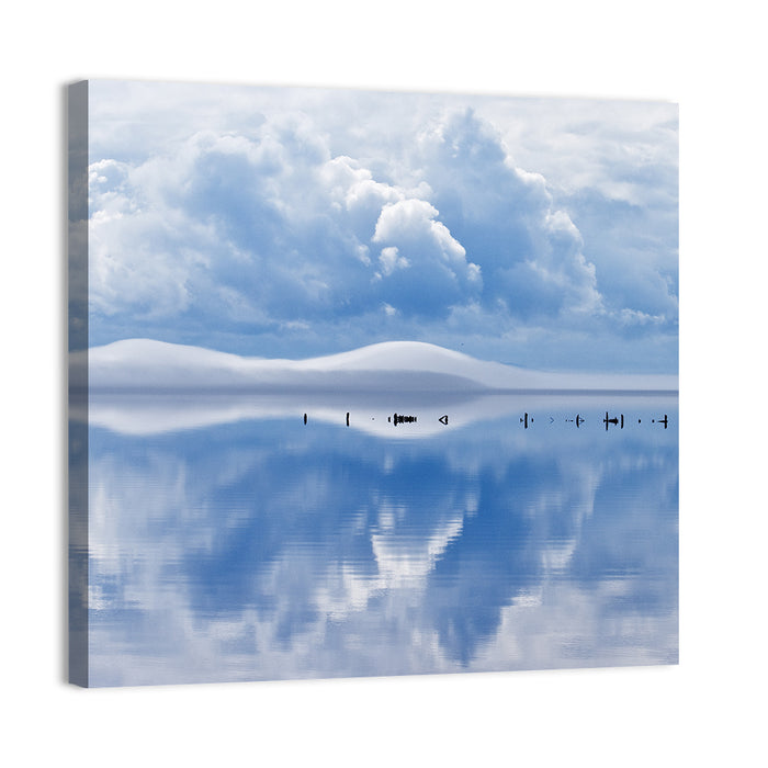 Siljan Lake Mist Reflection Wall Art as a canvas print