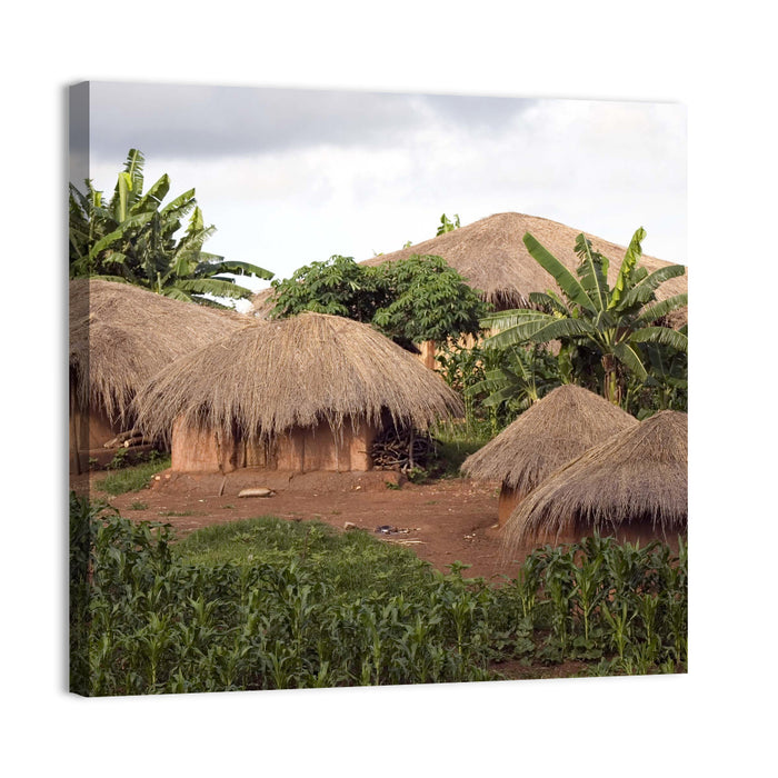 Thatched Roof Huts Wall Art as a canvas print