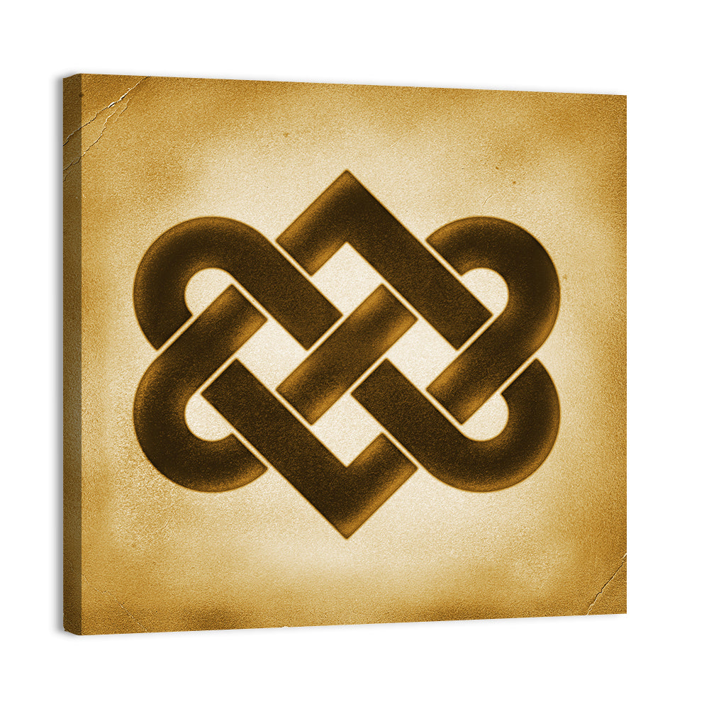 Gold Celtic Heart Knot Wall Art, canvas print, square